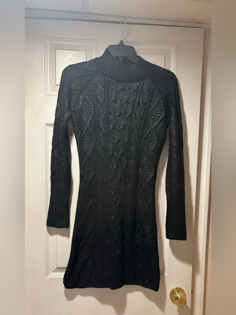 Zara Black Cable-Knit Turtleneck Sweater Dress
